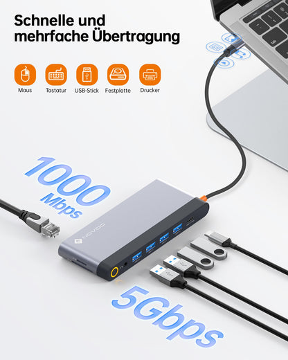 NOVOO USB C Docking Station 14-in-1 - 4 Monitore 100W PD