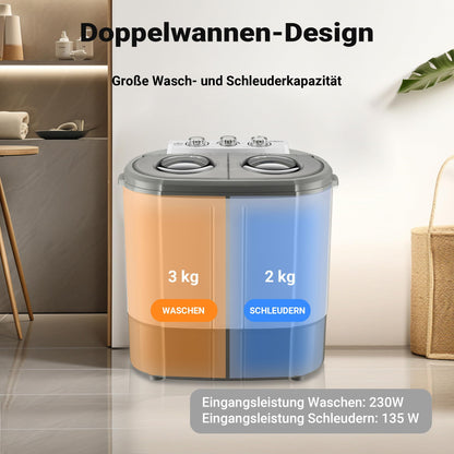 Wiltec Mini-Waschmaschine 3kg – Camping mit Schleuder
