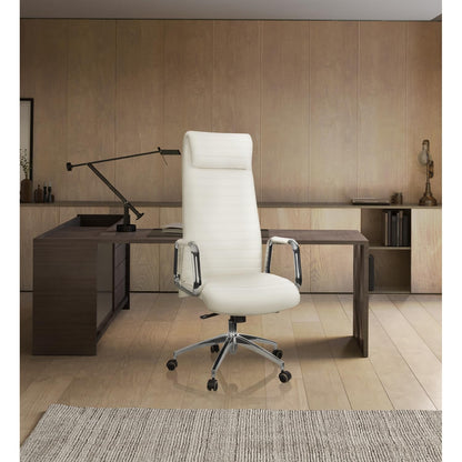 hjh OFFICE ASPERA 20 Chefsessel Nappaleder Weiss/Chrom