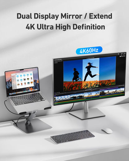 BENFEI Laptop Ständer mit 6-in-1 USB-C Dockingstation, 4K HDMI