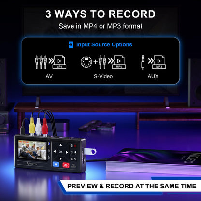 Portta Video Digitalisierer Recorder - VHS Kassetten, Remote