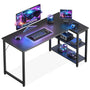 Coleshome Gaming Tisch L-förmig, Eckschreibtisch 120x70 cm, schwarz mit Ablagefach und Stahlrahmen