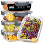Igluu Meal Prep Glas-Frischhaltedosen, 5er-Set, 1050 ml, auslaufsicher: rechteckiges Borosilikatglas mit Clip-Deckel