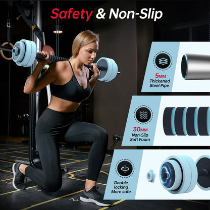 PASYOU Hantelset 20 kg, 4-in-1 verstellbar: Kurzhantel & Langhantel