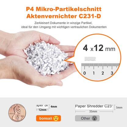 Bonsaii C231-D Aktenvernichter Mikroschnitt Auto-Feed 100 Blatt