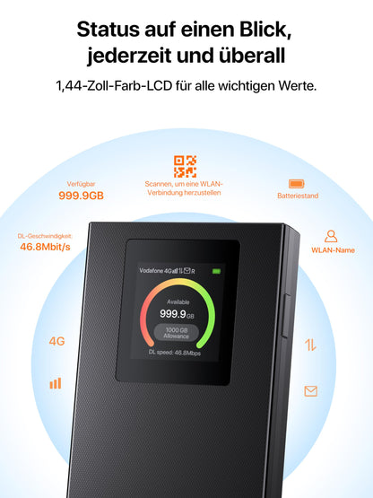 Tenda MF6 Mobiler WLAN Router, 4G LTE Hotspot mit Wi-Fi 6