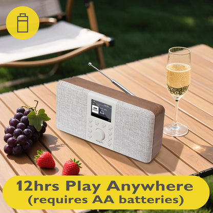 MangoKit MD5 Stereo DAB+ Radio mit Bluetooth, Farbdisplay, Walnuss