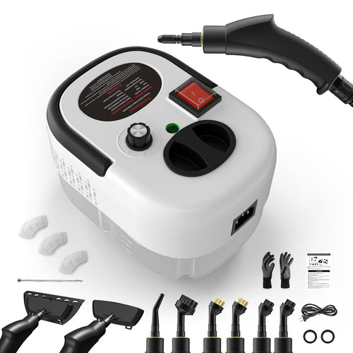 TwoOases Dampfreiniger Handgerät SC-T-02 mit 1200 ml Wassertank, weisses Handgerät mit Dampfrohr