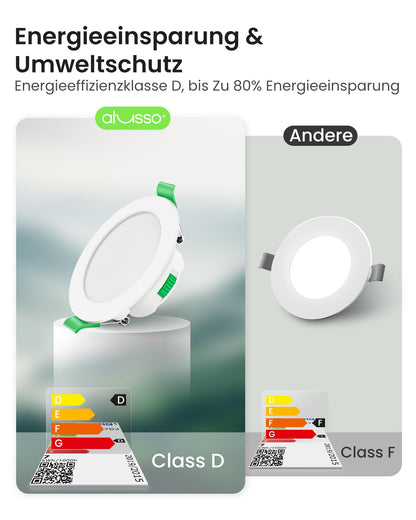 ALUSSO LED Einbaustrahler 230V dimmbar, IP44, weiss, 6er Set