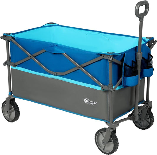 PORTAL Bollerwagen Faltbar Transportwagen – XXL 225L 120KG. Robuster, rechteckiger Faltwagen mit 225L Volumen, transportiert Lasten bis 120kg.