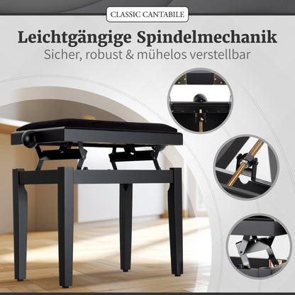 Classic Cantabile Pianobank Schwarz-matt, höhenverstellbar