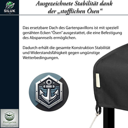 freigarten.de Ersatzdach für Pavillon 3x3 m, wasserdicht, Anthrazit