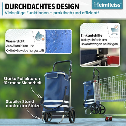 Heimfleiss Einkaufstrolley klappbar mit Kühlfach, 56 Liter, bis 50 kg