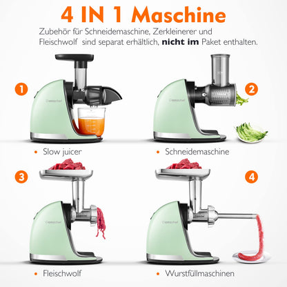 AMZCHEF Entsafter Slow Juicer Gemüse Obst mit Rückwärtsfunktion - Grün