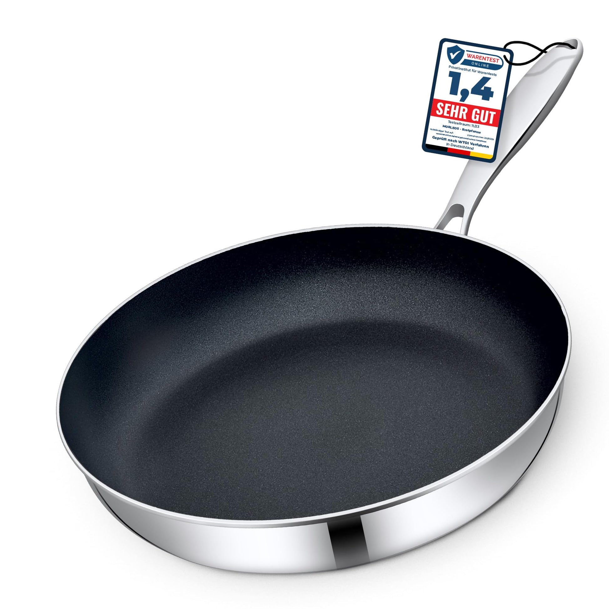 Morleos Keramik Induktionspfanne - 32cm PFAS & PTFE Frei: Helle Keramik-Antihaftpfanne für Induktionsherde. Zum fettarmen Braten.