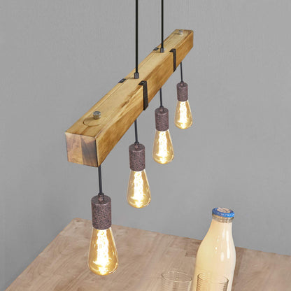 GBLY Vintage Pendelleuchte Holz Esstischlampe - 80cm Holzbalken