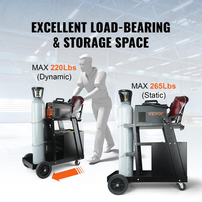 VEVOR Schweißwagen - 2 Ablagen, 4 Schubladen, 2 Gasflaschenhalter