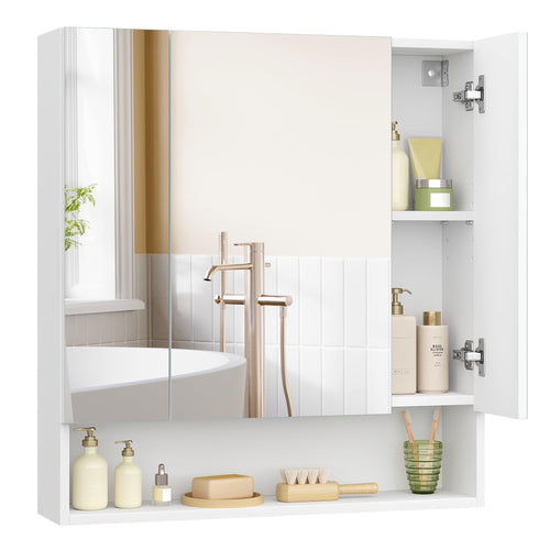 VASAGLE Kailyn Bad Spiegelschrank 3 Türen – Wolkenweiss BBK129W01. Mit Spiegeltüren; bietet Stauraum für Badutensilien.