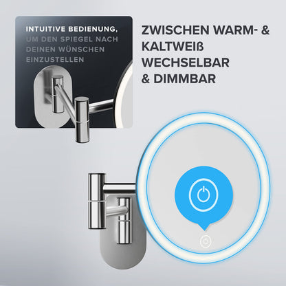 ovimar Kosmetikspiegel Vorupor Silber mit Beleuchtung, 5-fach