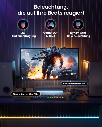MEREDO 3.1 Soundbar mit Subwoofer – Gaming RGB, TV & PC Heimkino