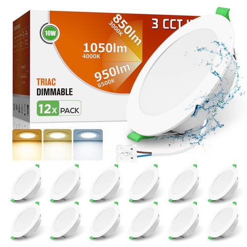 ALUSSO LED Einbaustrahler Dimmbar Flach 3CCT IP44 - 12er Set