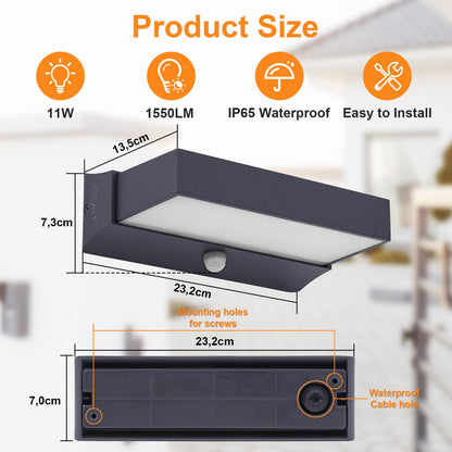 CELAVY LED Up Down Wandleuchte Bewegungsmelder – Anthrazit
