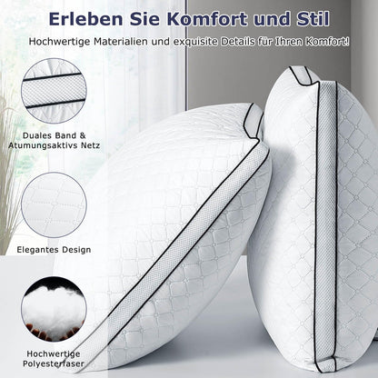 Slybear Kopfkissen 80x80 cm 2er Set, orthopädisches Seitenschläferkissen mit Premium Füllung, Atmungsaktives Nackenkissen, Schlaf-,Sitz-,Bett-,Sofa-Kissen für Allergiker weich und stützend waschbar
