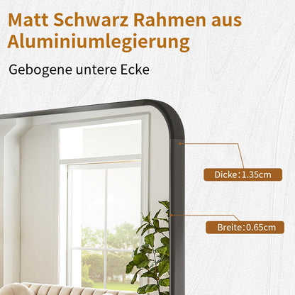 Koonmi Standspiegel Ganzkörper abgerundet 76x171cm - Schwarz