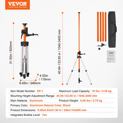 VEVOR Laserstativ SP-1, Aluminium, höhenverstellbar 1040-3400 mm