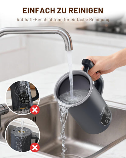 SIMPLETASTE Milchaufschäumer elektrisch 4-in-1 mit LED-Display