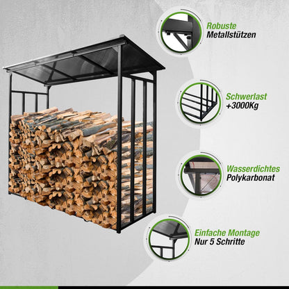 WIELS® Metall Kaminholzregal Aussen XXL - 185x70x185cm