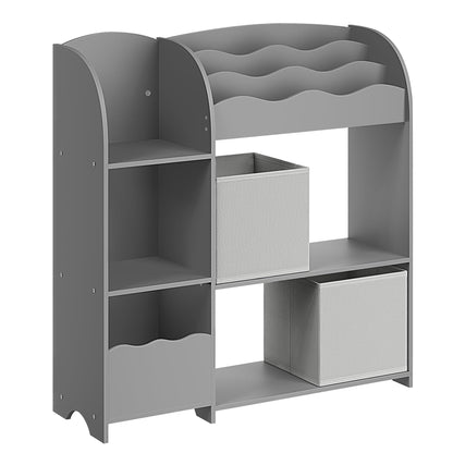 SONGMICS GKR042G01 Kinder Bücherregal - taubengrau mit 2 Boxen