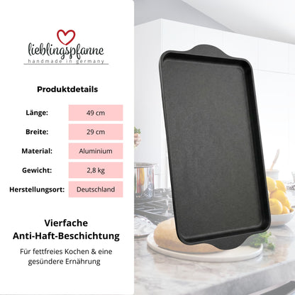 Lieblingspfanne Teppanyaki Grillplatte XXL 43x28 cm aus Aluminiumguss
