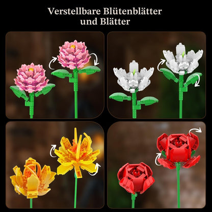 PLAXSOON Blumen Bauset C9250, Blumenstrauss Bausteine, 1464 Teile