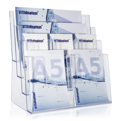 Taymar Tribüne Tischprospektständer, A4-A6, 4 Etagen, transparent