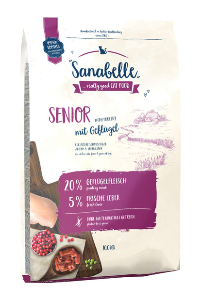 Sanabelle Senior Katzentrockenfutter für ältere Katzen, 10 kg, Trockenfutter mit Geflügel