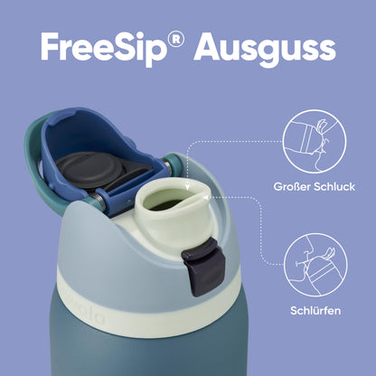 Owala FreeSip Isolierflasche Edelstahl 945 ml mit Strohhalm, Denim