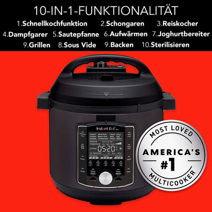 Instant Pot Pro 10-in-1 Elektro-Multikocher – 7,6 L Schwarz