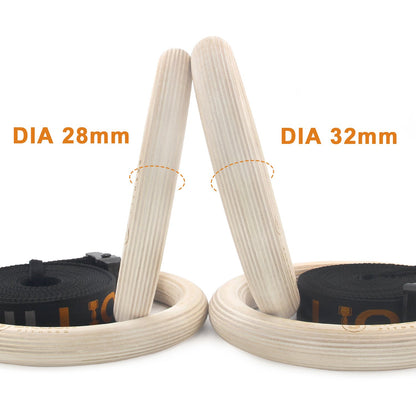 5BILLION FITNESS Gymnastikringe aus Holz 32 mm mit Nylon-Gurten