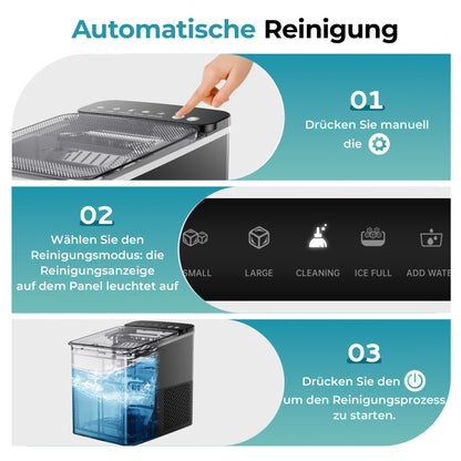 EUHOMY Eiswürfelmaschine, 12 kg Eis pro Tag, 2 Würfelgrössen, schwarz