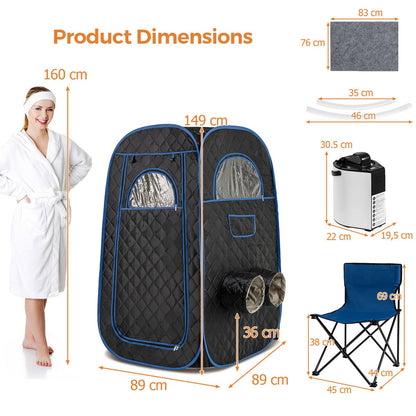 HOMASIS Dampfsauna tragbar Heimsauna Set – Schwarz