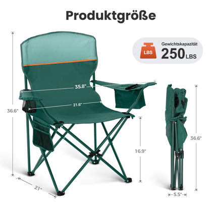HIGH POINT SPORTS Campingstuhl faltbar, 2er-Set, bis 102 kg, Grün