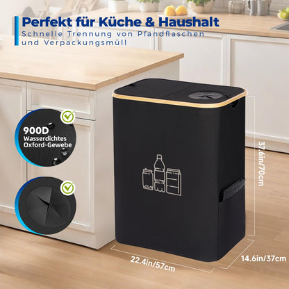 MidingChai Gelber Sack & Pfandflaschen Müllsystem 2-in-1, Schwarz