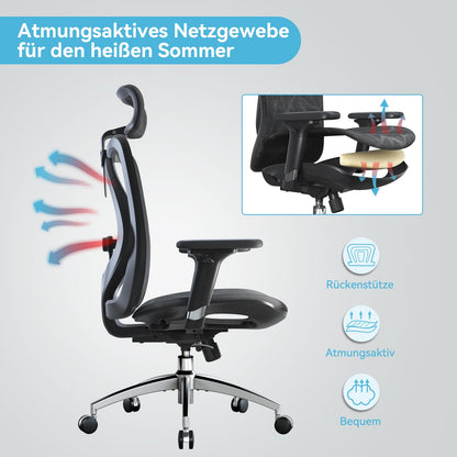 SIHOO M57 ergonomischer Bürostuhl Chefsessel Schreibtischstuhl – Schwarz