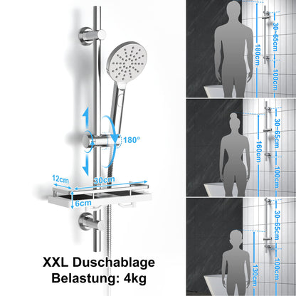 Görbach Brausestangen-Set mit Handbrause, Edelstahl, 70 cm, Chrom