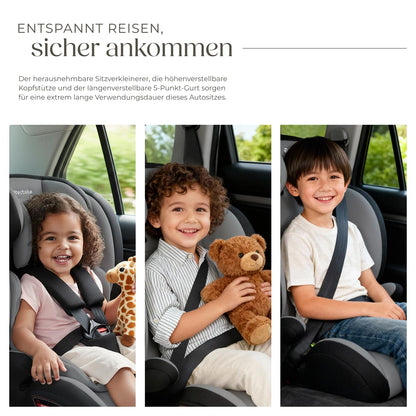 tectake Kindersitz Sophie i-Size Autositz mit 5-Punkt-Gurt, dunkelgrau
