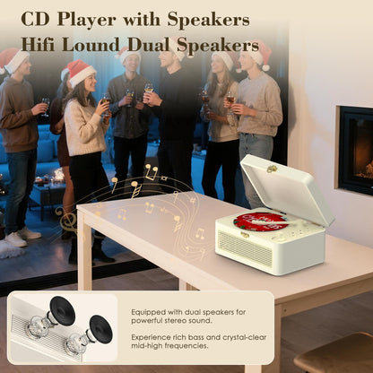 Kegaudio CD-Player tragbar mit Bluetooth, Radio, Lautsprecher, Weiss