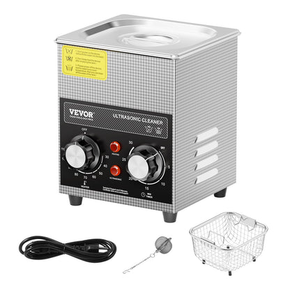 VEVOR Ultraschallreiniger 2 L mit Heiztimer und Edelstahlkorb, 60 W