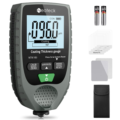 Neoteck Autolack-Schichtdickenmessgerät Handheld LCD. Schwarzes Kompaktgerät mit Display für präzise Lackdickenmessung an Fahrzeugen.