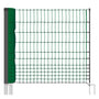 VOSS.farming Geflügelnetz Classic, Hühnerzaun, 112 cm, 25 m, grün – grüne Kunststofflitzen, Doppelspitz-Pfähle